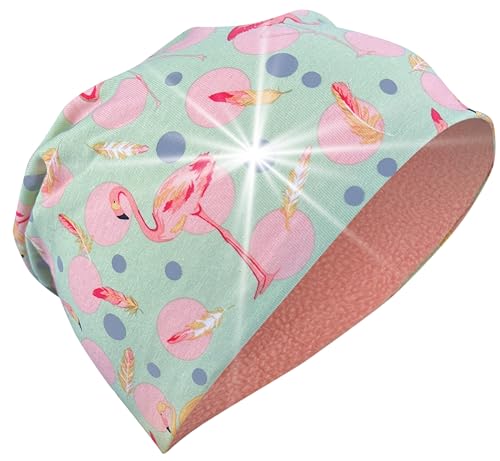 HECKBO 360° Reflektor Kinder Beanie Mütze - Vlies Stoff innen für Winter - Flamingo von HECKBO