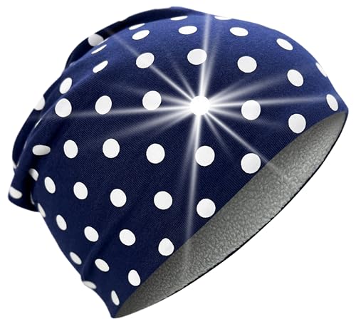 HECKBO 360° Reflektor Kinder Beanie Mütze - Vlies Stoff innen für Winter - Punkt Punkte von HECKBO