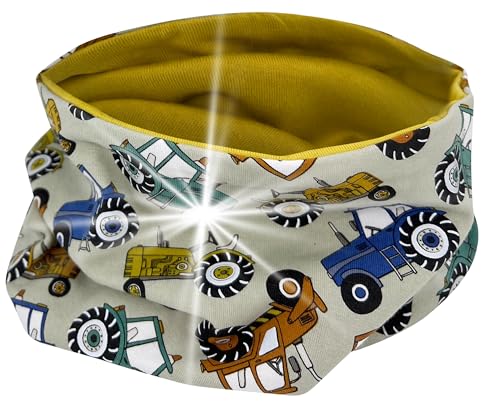 HECKBO 360° Reflektor Kinder Loop Schal - Jersey innen für Übergangszeit - Bauernhof Traktor von HECKBO