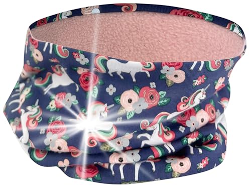 HECKBO 360° Reflektor Kinder Loop Schal - Vlies Stoff innen für Winter - Einhorn von HECKBO