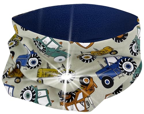 HECKBO 360° Reflektor Kinder Loop Schal - Vlies Stoff innen für Winter - Traktor von HECKBO