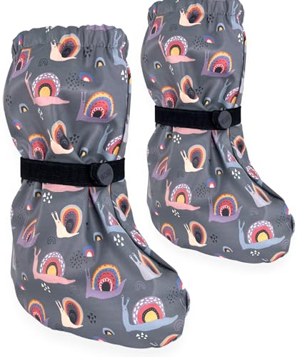 HECKBO Baby Regenfüßlinge mit Vlies-Futter - Schnecke - 18-24 Monate - Wasserdichte Überzieher für Krabbelnde Babys Outdoor von HECKBO