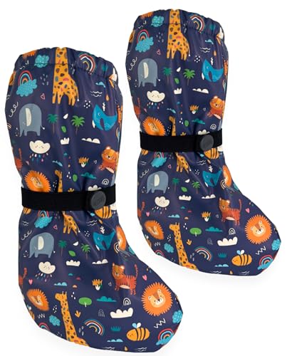 HECKBO Baby Regenfüßlinge Dschungel ohne Vlies Füßlinge Regen Schuhüberzieher Regen Schuhüberzieher 18-24 Monate - wasserdicht Überziehschuhe Schuhe Matschschuhe von HECKBO