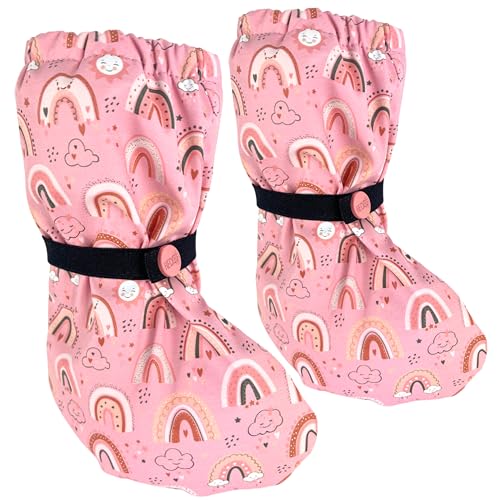 HECKBO Baby Regenfüßlinge ohne Vlies Regenbogen Füßlinge Regen Schuhüberzieher Regen Schuhüberzieher 3-18 Monate - wasserdicht Überziehschuhe Krabbelschuhe von HECKBO