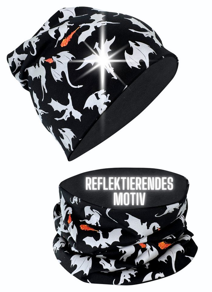 HECKBO Beanie 360° Reflektor Kinder Beanie Mütze & Loop Schal Set von HECKBO