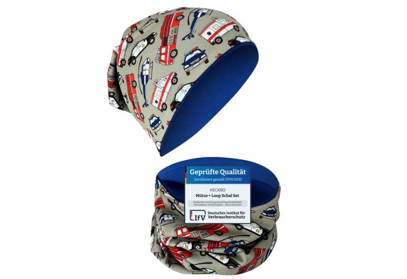 HECKBO Beanie HECKBO Kinder Mädchen Jungen Beanie Mütze & Loop-Schal Set von HECKBO