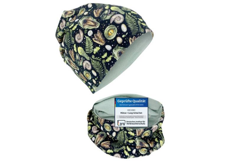 HECKBO Beanie HECKBO Kinder Mädchen Jungen Beanie Mütze & Loop-Schal Set von HECKBO
