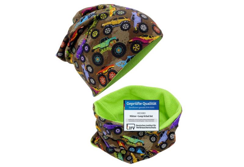 HECKBO Beanie HECKBO Kinder Mädchen Jungen Beanie Mütze & Loop-Schal Set von HECKBO