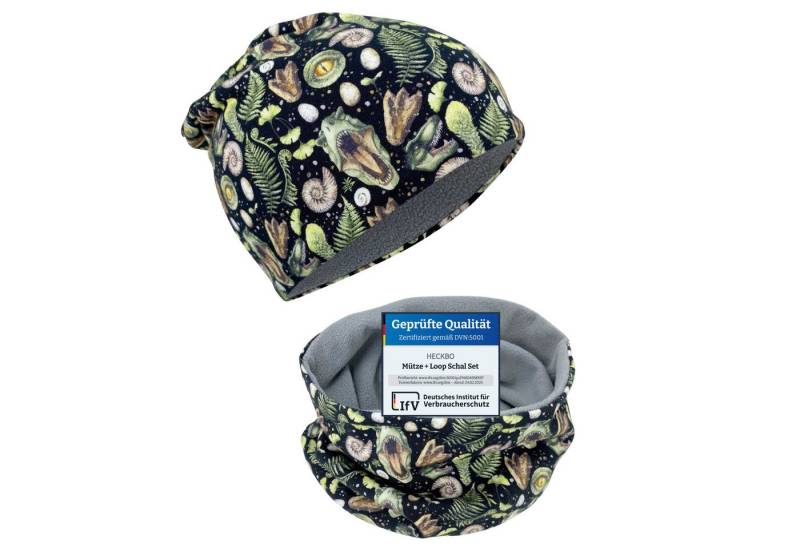 HECKBO Beanie HECKBO Kinder Mädchen Jungen Beanie Mütze & Loop-Schal Set von HECKBO