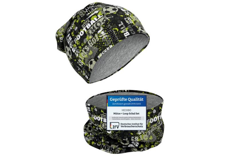 HECKBO Beanie HECKBO Kinder Mädchen Jungen Beanie Mütze & Loop-Schal Set von HECKBO