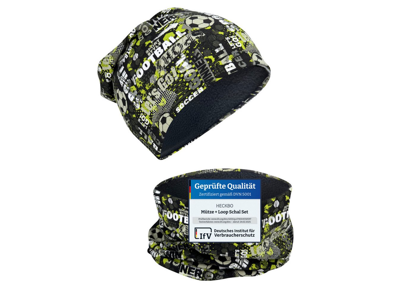 HECKBO Beanie HECKBO Kinder Mädchen Jungen Beanie Mütze & Loop-Schal Set von HECKBO