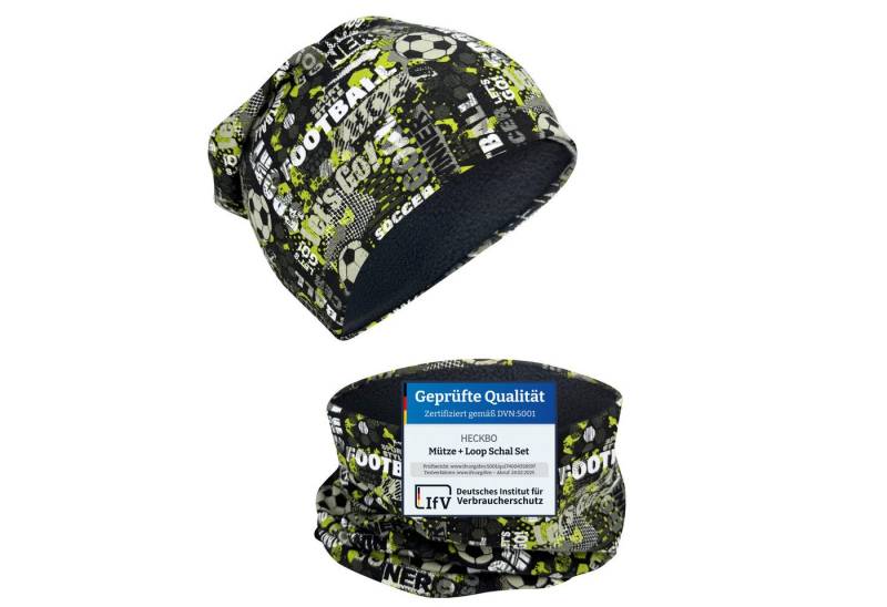 HECKBO Beanie HECKBO Kinder Mädchen Jungen Beanie Mütze & Loop-Schal Set von HECKBO