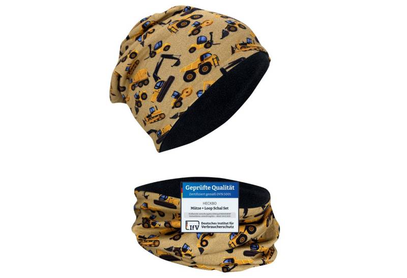 HECKBO Beanie HECKBO Kinder Mädchen Jungen Beanie Mütze & Loop-Schal Set von HECKBO