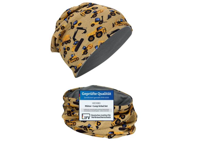 HECKBO Beanie HECKBO Kinder Mädchen Jungen Beanie Mütze & Loop-Schal Set von HECKBO