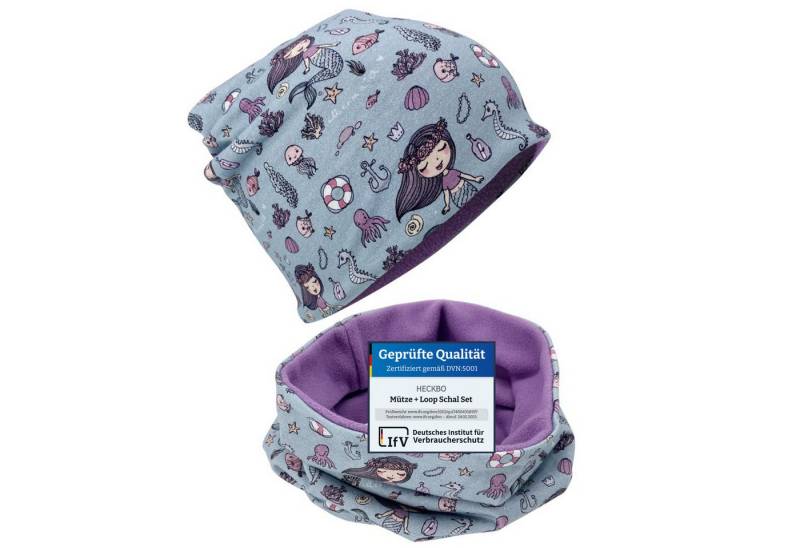 HECKBO Beanie HECKBO Kinder Mädchen Jungen Beanie Mütze & Loop-Schal Set von HECKBO