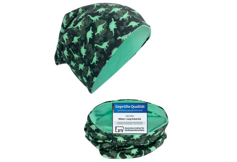 HECKBO Beanie HECKBO Kinder Mädchen Jungen Beanie Mütze & Loop-Schal Set von HECKBO