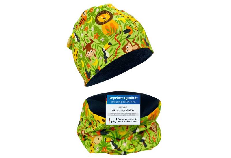 HECKBO Beanie HECKBO Kinder Mädchen Jungen Beanie Mütze & Loop-Schal Set von HECKBO