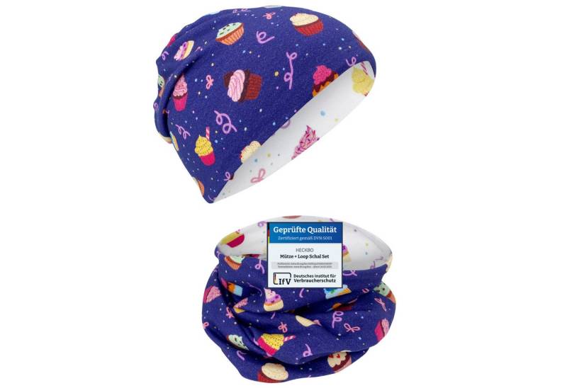 HECKBO Beanie HECKBO Kinder Mädchen Jungen Beanie Mütze & Loop-Schal Set von HECKBO