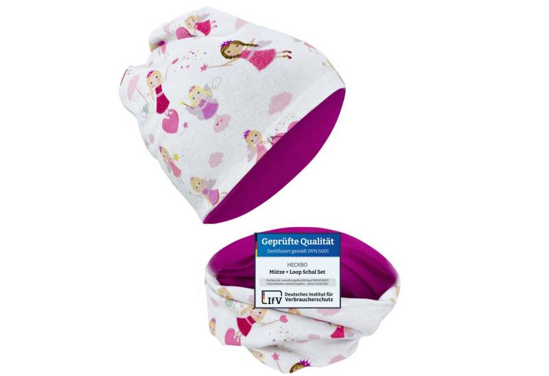 HECKBO Beanie HECKBO Kinder Mädchen Jungen Beanie Mütze & Loop-Schal Set von HECKBO