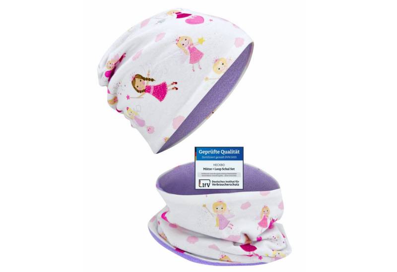 HECKBO Beanie HECKBO Kinder Mädchen Jungen Beanie Mütze & Loop-Schal Set von HECKBO