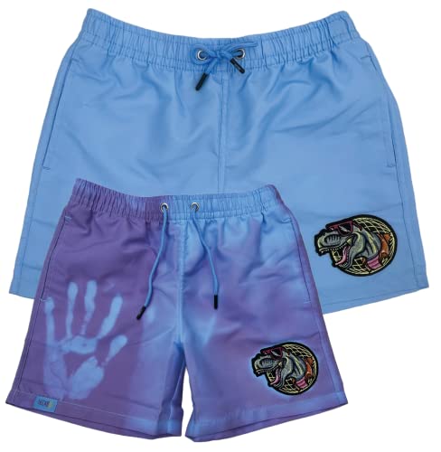 HECKBO - Farbwechsel Badehose Jungen 4 Jahre - Dino Motiv, Farbwechsel bei 28°C, Schnelltrocknend, Stretch, 2 Taschen von HECKBO