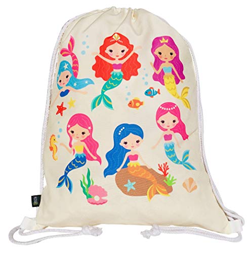 HECKBO Kinder Turnbeutel - Meerjungfrau - 40x32cm - Sportkleidung Trinkflasche - Kindergarten, Schule, Stoffbeutel Kita - Rucksack, Tasche, Sportrucksack, Sportbeutel Junge Mädchen von HECKBO