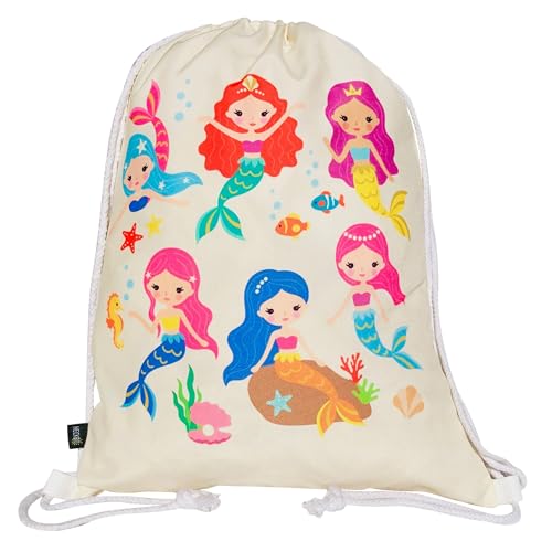 HECKBO Kinder Turnbeutel - Meerjungfrau - 40x32cm - Sportkleidung Trinkflasche - Kindergarten, Schule, Stoffbeutel Kita - Rucksack, Tasche, Sportrucksack, Sportbeutel Junge Mädchen von HECKBO