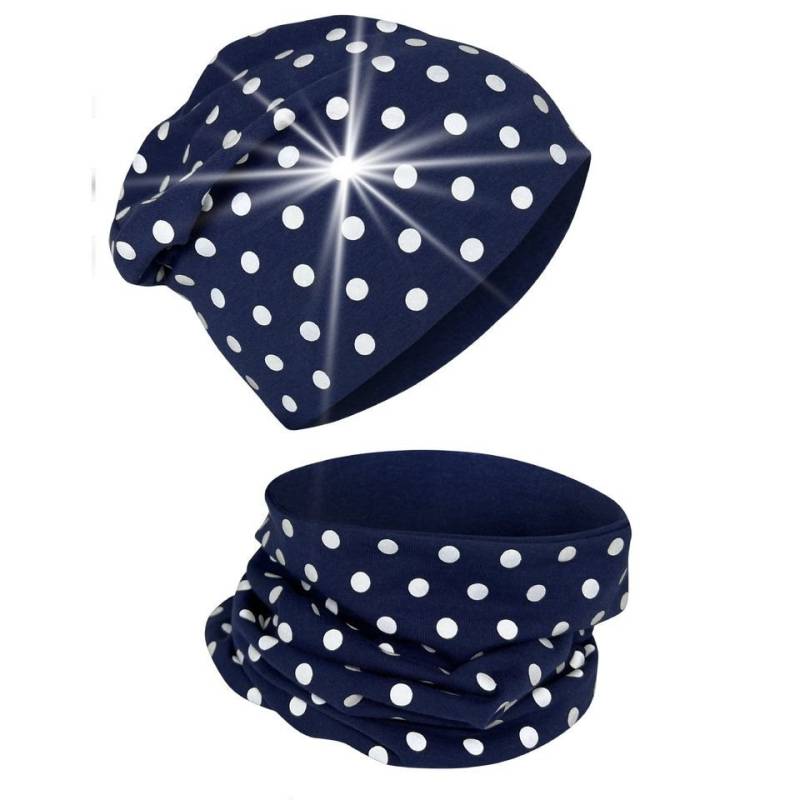 HECKBO Mütze & Schal Kinder Mütze & Loop-Schal Set mit Reflektoren Punkte von HECKBO