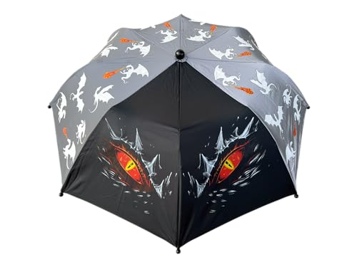 HECKBO Reflektor und Farbwechsel Taschen-Regenschirm für Kinder Jungen Mädchen - Drache Dragon – Farbwechsel bei Regen von HECKBO
