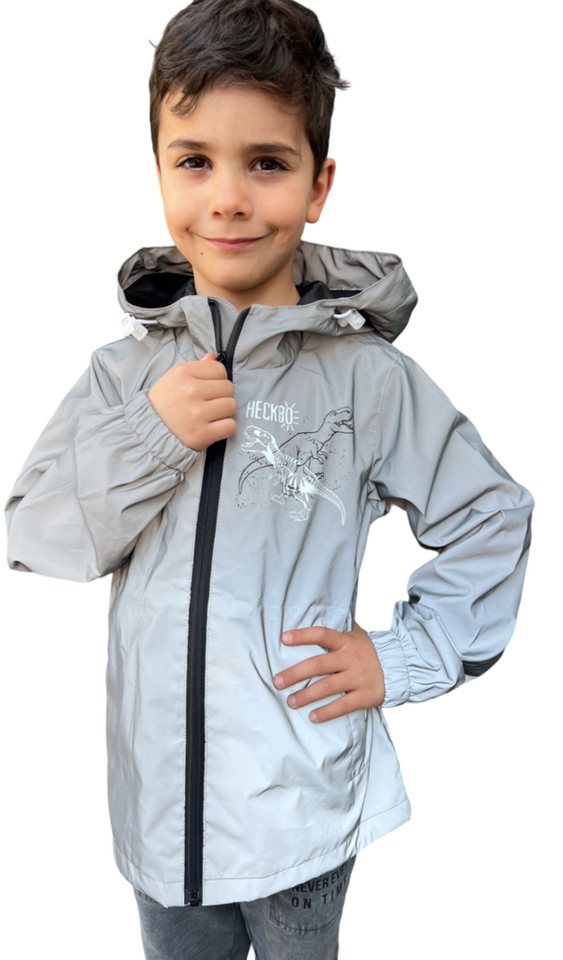 HECKBO Regen- und Matschjacke 360° Reflektor Kinder Regenjacke Windjacke Jacke Dinosaurier 3-6 Jahre von HECKBO