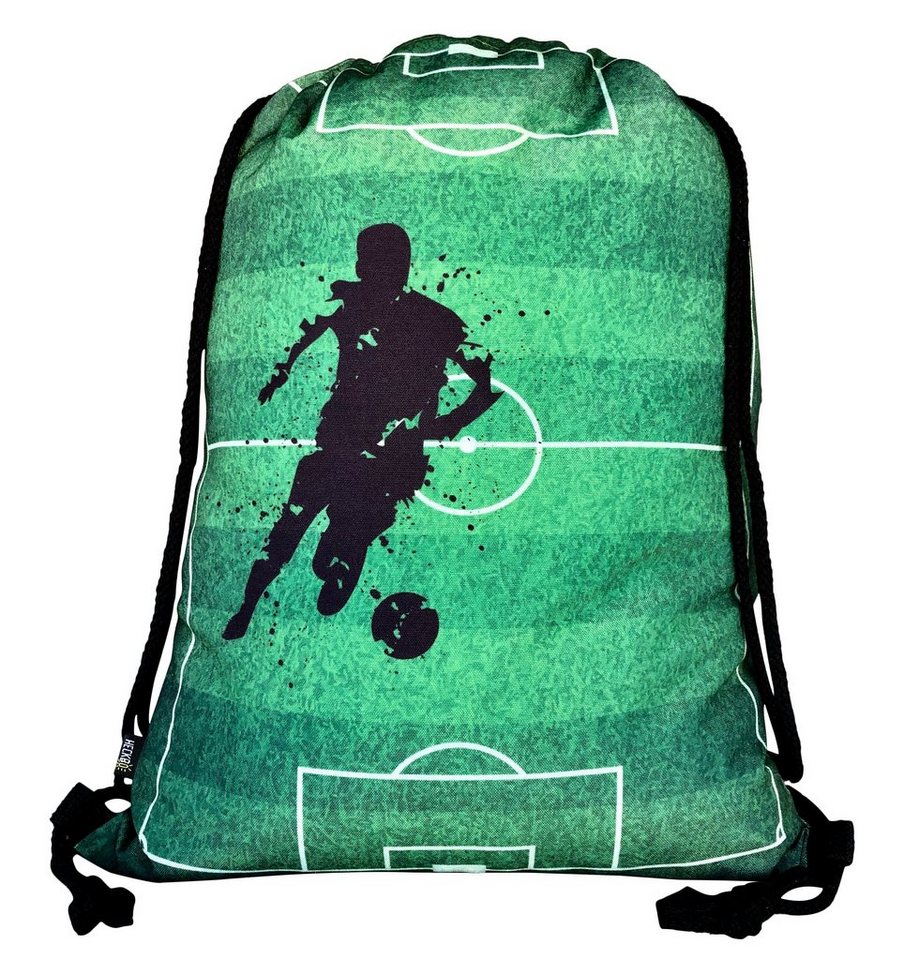 HECKBO Turnbeutel Kinder Jungen Mädchen Turnbeutel - Fussball Soccer Football Motiv - waschmaschinenfest - 40x32cm – für Kindergarten, Schule, Sport - Rucksack, Schuhbeutel, Tasche, Sporttasche, Fussballtasche von HECKBO