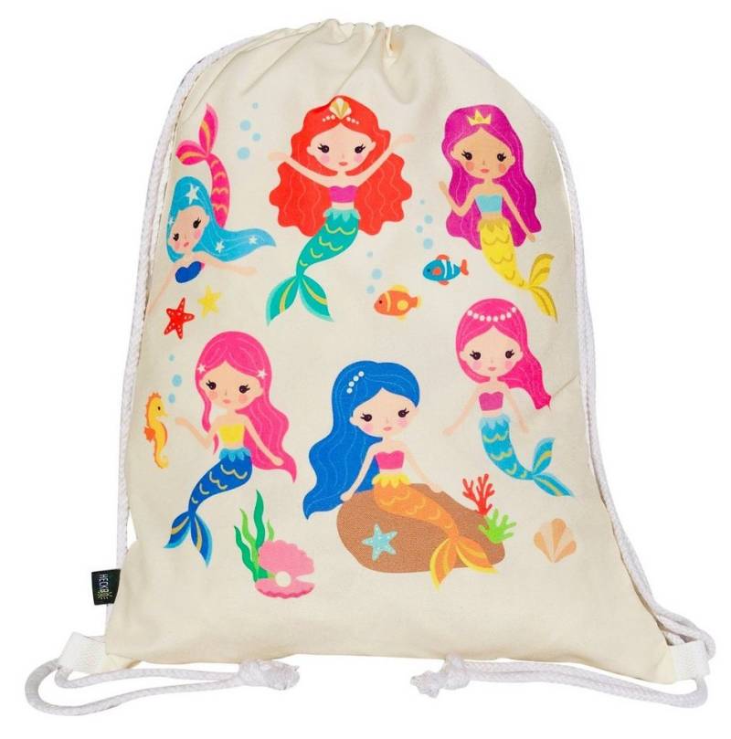 HECKBO Turnbeutel Mädchen Turnbeutel - beidseitig mit Buntem Meerjungfrauen von HECKBO