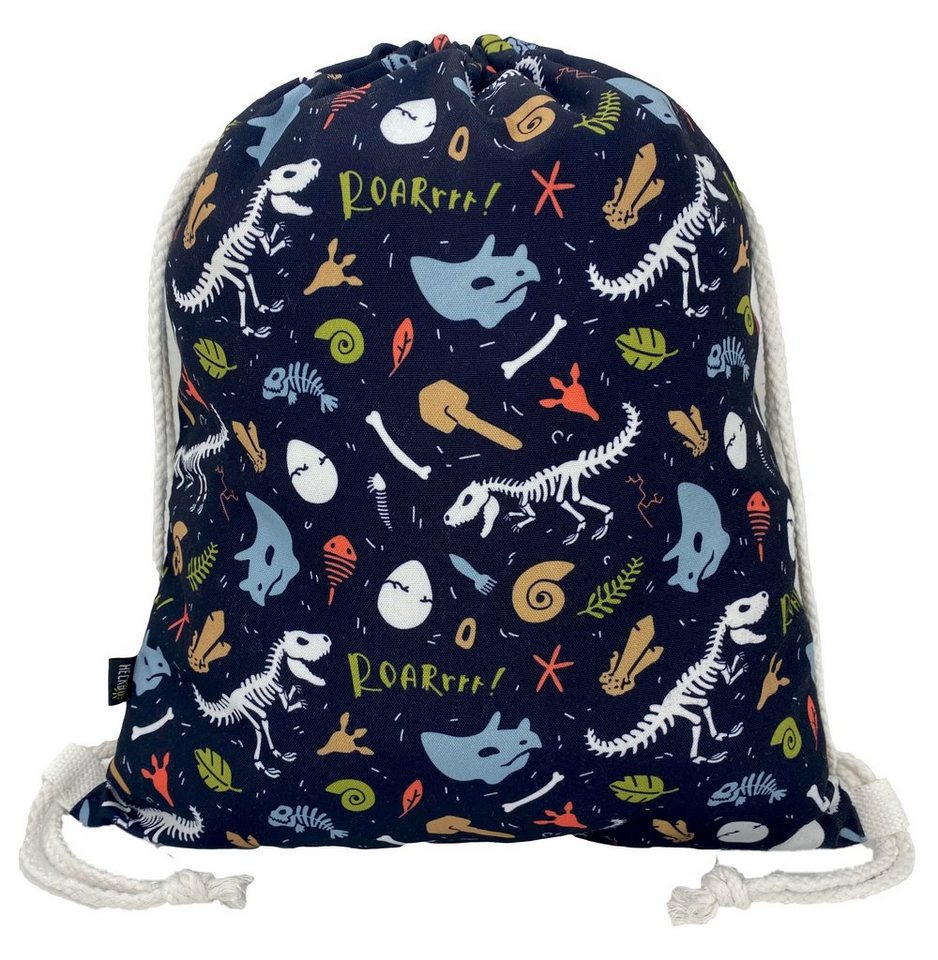 HECKBO Turnbeutel Turnbeutel Mädchen Junge - Dino Dinosaurier Motiv - 40x32cm - Kindergarten, Kita, Krippe - Rucksack, Beutel, Sporttasche, Sportbeutel, Kindergartenrucksack, Kinderrucksack, Stoffbeutel von HECKBO