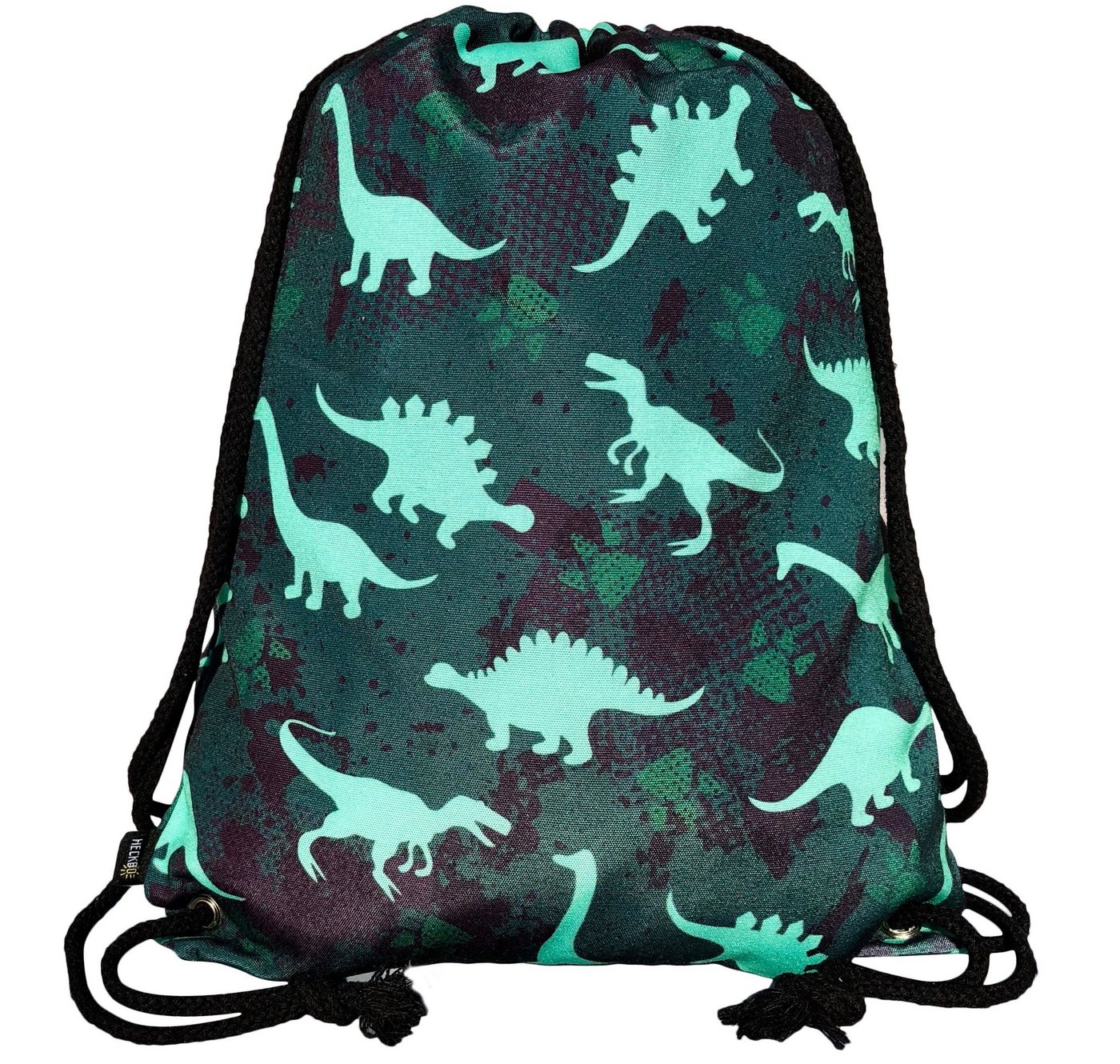 HECKBO Turnbeutel Turnbeutel Mädchen Junge - Dino Dinosaurier Motiv - 40x32cm - Kindergarten, Kita, Krippe - Rucksack, Beutel, Sporttasche, Sportbeutel, Kindergartenrucksack, Kinderrucksack, Stoffbeutel von HECKBO