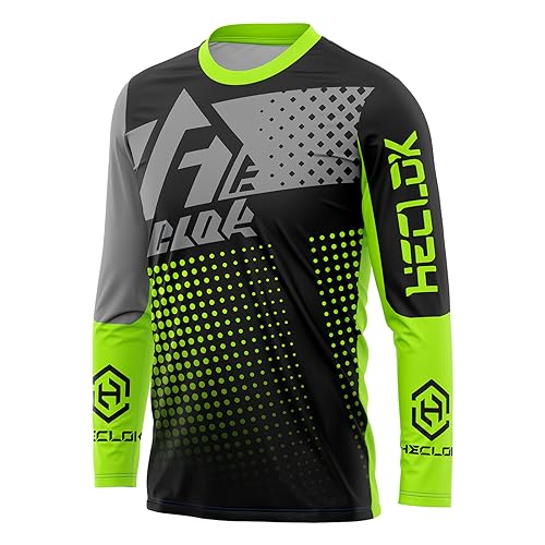 Herren Radtrikot Fahrradtrikot Langarm, Fahrradbekleidung Motocross Jersey Langarm MTB T-Shirt, Atmungsaktive Cycling Jersey,MTB T-Shirt Downhill Cycling Jersey Quick-Drying (5XL,TYP-4) von HECLOK