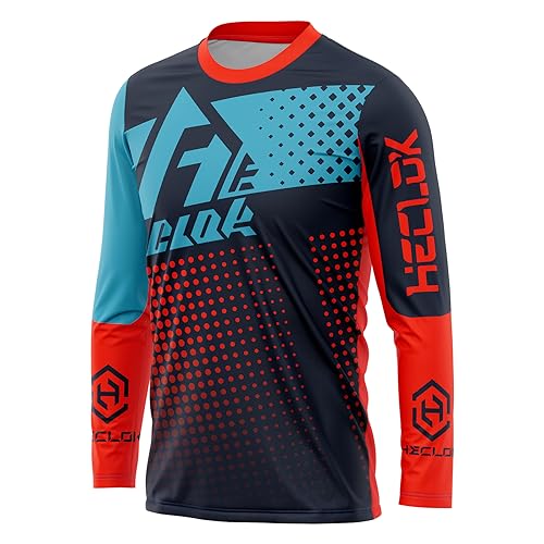 Men's Cycling Jersey， Mountain Bike Motocross Jersey Long Sleeve MTB T-Shirt Downhill Cycling Jersey，Atmungsaktiv Feuchtigkeitstransport Radtrikot (5XL,TYP-1) von HECLOK