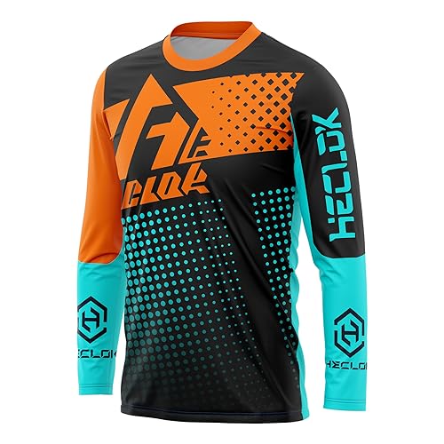 Men's Cycling Jersey， Mountain Bike Motocross Jersey Long Sleeve MTB T-Shirt Downhill Cycling Jersey，Atmungsaktiv Feuchtigkeitstransport Radtrikot (XXS,TYP-2) von HECLOK