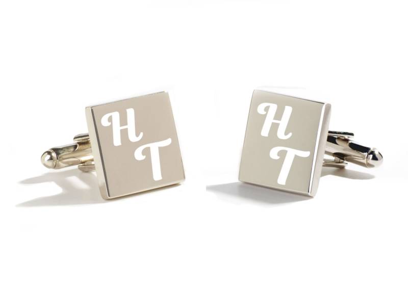 Manschettenknöpfe - Versilbert/Personalisierter Buchstabe Graviert von HEDIYESHOP