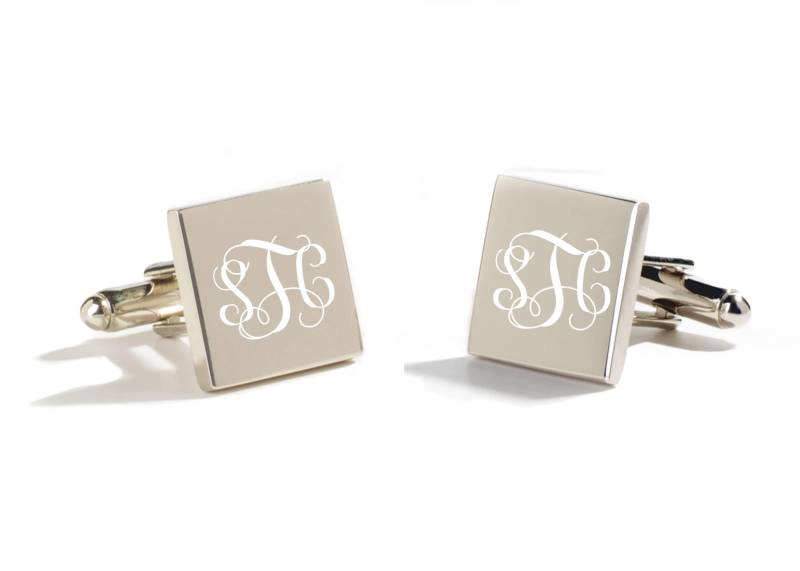 Manschettenknöpfe Versilbert/Personalisierter Weinstock Monogramm Graviert von HEDIYESHOP