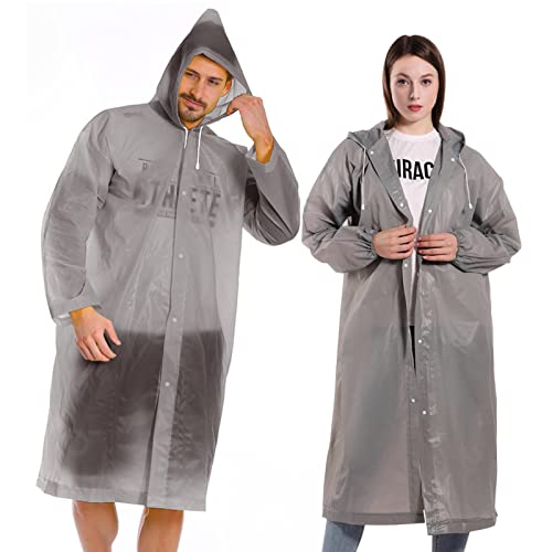 2 Stück Regenponcho Regenmantel für Damen Herren, Unisex-Regenbekleidung Regencape Regenjacke Wasserdicht für Disney, Wandern, Radfahren, Camping und Reisen (Grau) von HEDUSA