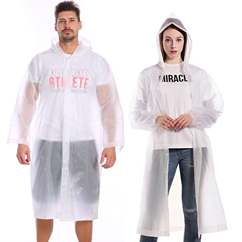 2 Stück Regenponcho Regenmantel für Damen Herren, Unisex-Regenbekleidung Regencape Regenjacke Wasserdicht für Disney, Wandern, Radfahren, Camping und Reisen (Weiß) von HEDUSA