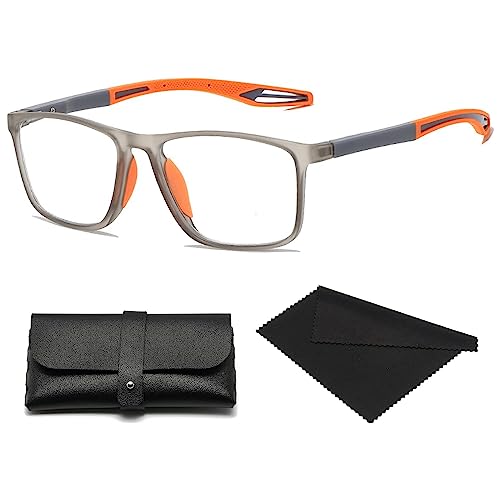 Herren Sport Ultraleicht Anti-Blaulicht Presbyopie Brille Sport Radfahren Lesebrille Dual Fokus Lesebrille, Orange, 2 x von HEDUSA