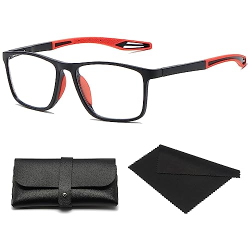 Herren Sport Ultraleicht Anti-Blaulicht Presbyopie Brille Sport Radfahren Lesebrille Dual Focus Lesebrille, rot, 2 x von HEDUSA