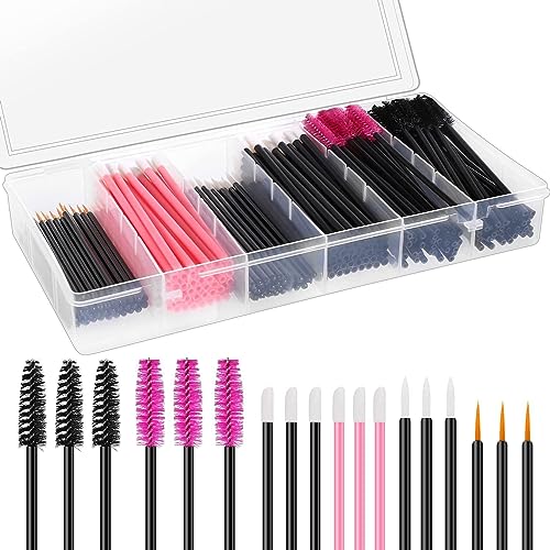 250 Stück Einweg Wimpernpinsel, tragbares Lippenpinsel, Einweg-Wimpernbürste für Mascara, Wimpernverlängerung, Einweg Eyeliner Pinsel mit Organizer Box （Black Set 250） von HEEFEN