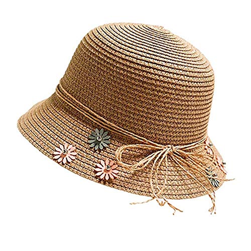 HEELPPO Sombrero Sommerhut Safari Hut Strohhut Sonnenhut Damen Sonnenhut Strohhut Vogelscheuche Hut Damen Safarihut Damen Breitkrempiger Sonnenhut Damen Packbare Sonnenhüte Für Frauen Khaki,50-54cm von HEELPPO