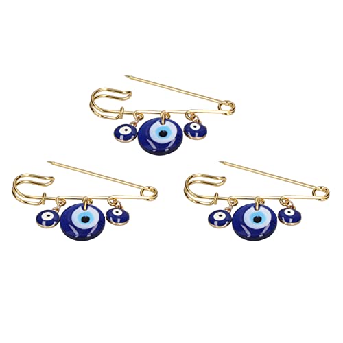 3 Stück Truthahn Evil Eye Brosche Pins, Blue Eye Anhänger Golden Pin Tiny Anstecknadel Broschen Schmuck für Männer FrauenBroschen & Anstecknadeln von HEEPDD