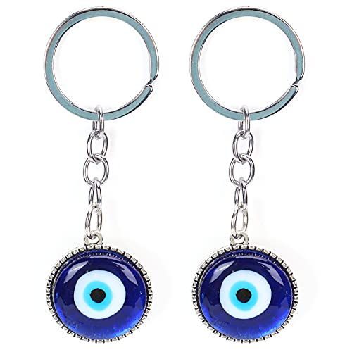 HEEPDD 2 Stück Evil Eye Schlüsselanhänger, Blaues Auge, Schlüsselanhänger, Anhänger für Bastelarbeiten, Autoschlüssel, Glasschlüsselanhänger, Brieftasche, Rucksack von HEEPDD