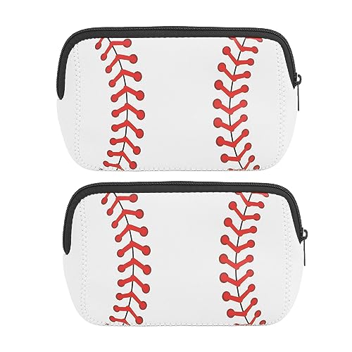 Make-up-Tasche mit Baseball-Aufdruck, Baseball-Beutel, 2 Stück, Vielseitiges Neopren für den Außenbereich (Weiss) von HEEPDD