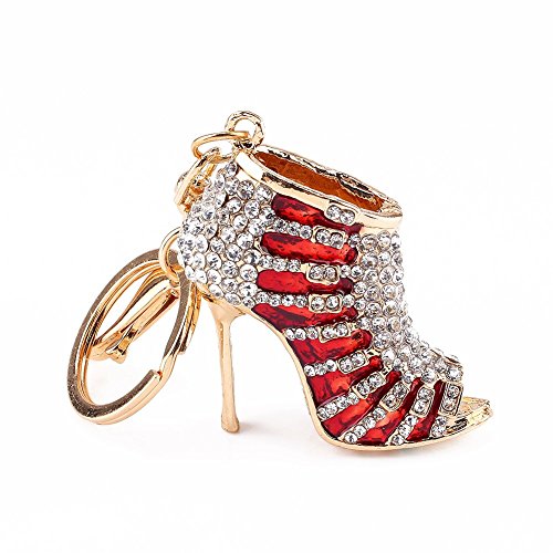 Schuhe Kristall Schlüsselring, netter reizender roter Absatzschuh Fersen Rhinestone Kristall Keychain Charme Pendent für Mädchen Frauen Geldbeutel Charme Handtaschen Telefon Beutel SchlüsselringDamen von HEEPDD