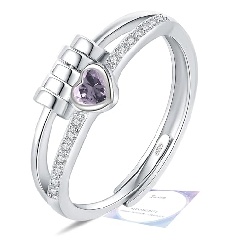 HEEYA Anxiety Ring für Damen Silber Ringe mit Geburtssteinen Juni Herzring Angst Ringe Offen Verstellbar Anti-stress-ring mit Perlen Spinner Fidget Ring Frauen Hypoallergen Stimmungsring gegen Stress HEEYA Anxiety Ring für Damen Silber Ringe mit Geburtssteinen Juni Herzring Angst Ringe Offen Verstellbar Anti-stress-ring mit Perlen Spinner Fidget Ring Frauen Hypoallergen Stimmungsring gegen Stress von HEEYA